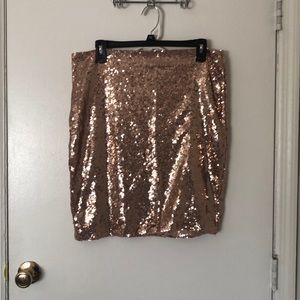 Rose gold sequin skirt